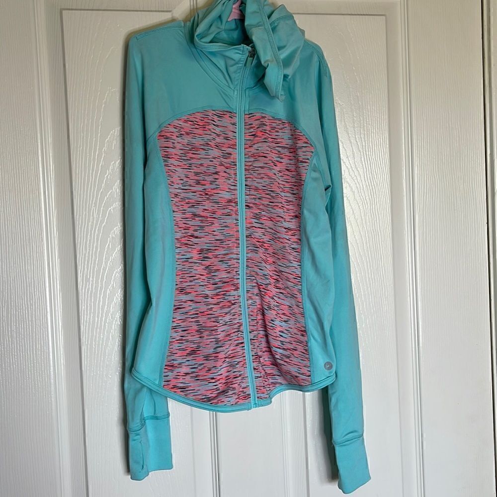 90 degree zip up hooded light weight sweatshirt size large